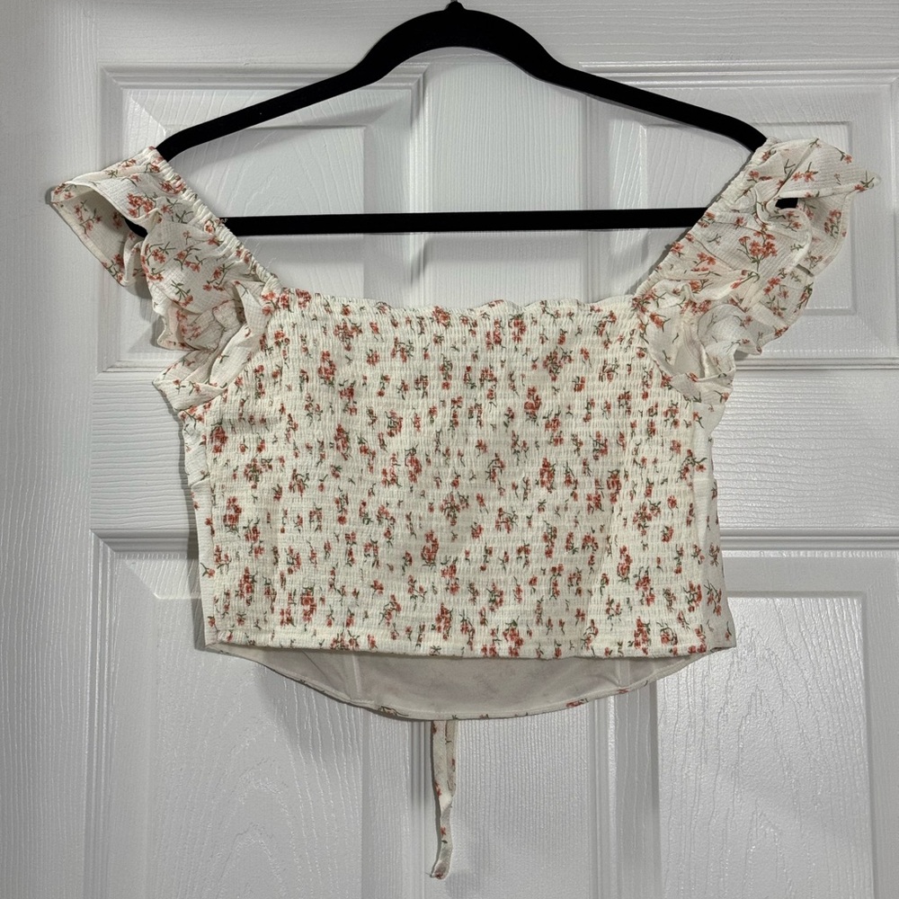 Blu Pepper Floral Milkmaid Crop Top Tie Front Cottagecore L - Picture 9 of 9